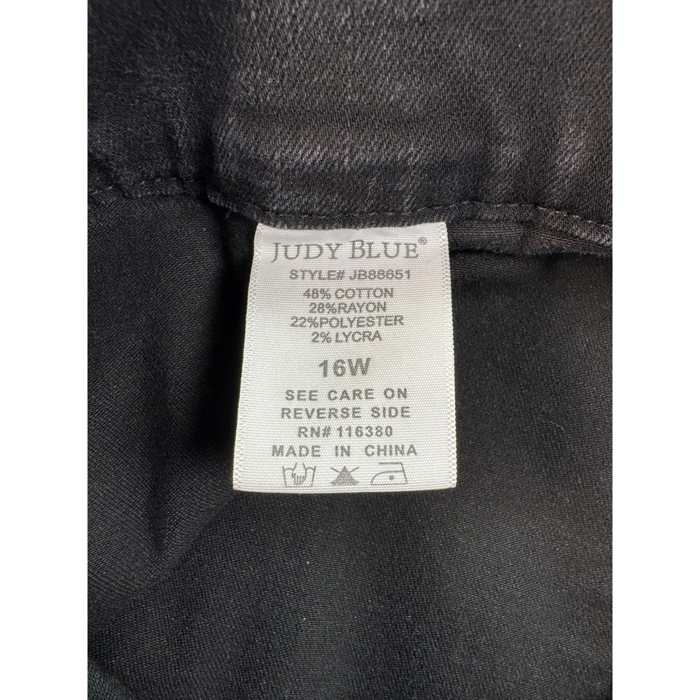 Judy Blue Washed Black Flare Jeans Pull On Patch Pocket High Rise 16W JB88651 - Picture 4 of 13